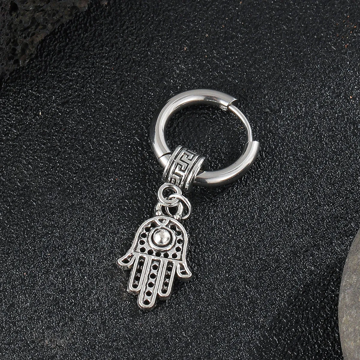 Wholesale Vintage Stainless Steel Coil Punk Palm Earrings
