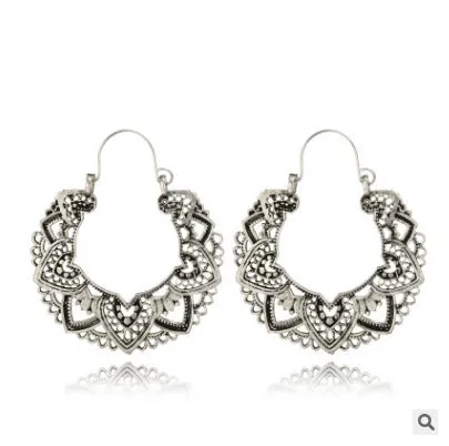 Wholesale Vintage Statemente Flower Heart Alloy Earrings