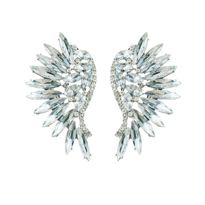 Wholesale Vintage Super Sparkling Diamond Wing Earrings