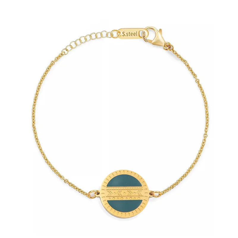 Wholesale Vintage Textured Titanium Steel Round Pendant Bracelet