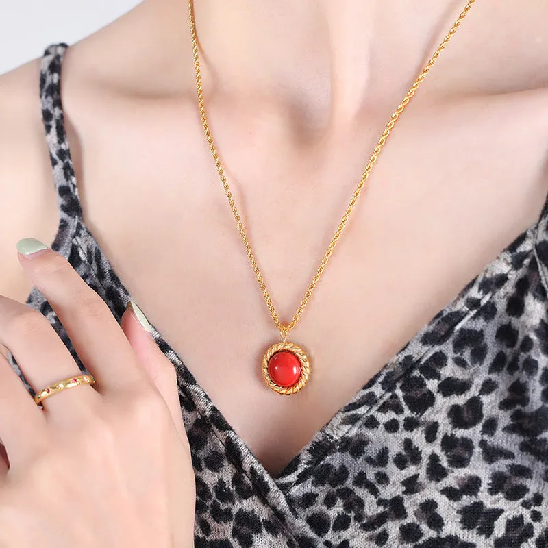 Wholesale Vintage Tiger Eye Stone Red Turquoise Necklace Earrings Jewelry Set