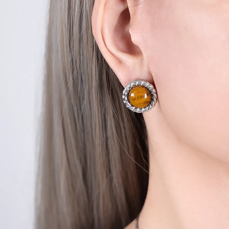 Wholesale Vintage Tiger Eye Stone Red Turquoise Necklace Earrings Jewelry Set