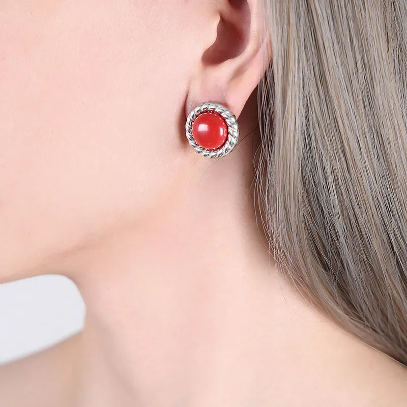 Wholesale Vintage Tiger Eye Stone Red Turquoise Necklace Earrings Jewelry Set