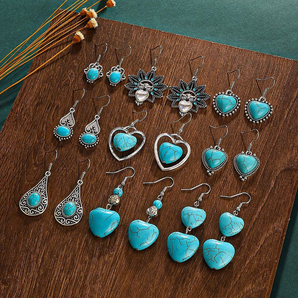 Wholesale Vintage Turquoise Alloy Earrings