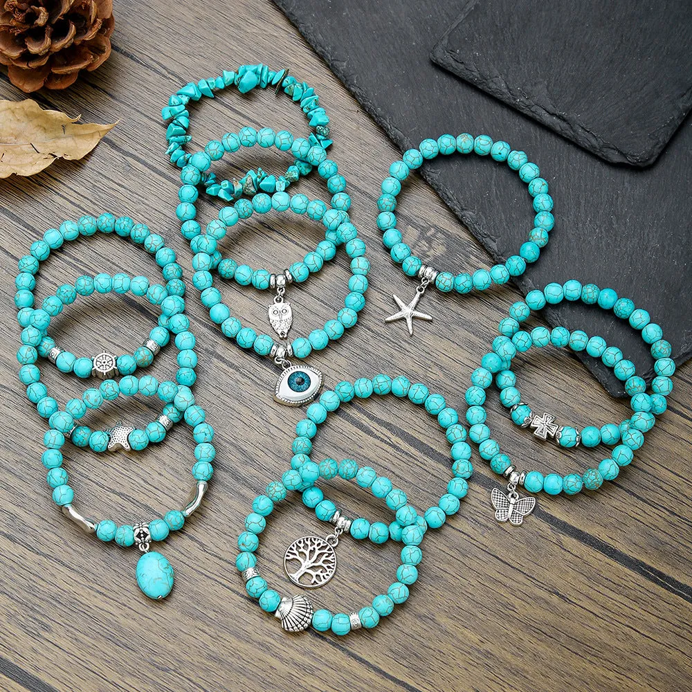 Wholesale Vintage Turquoise Cross Starfish Turtle Bracelet