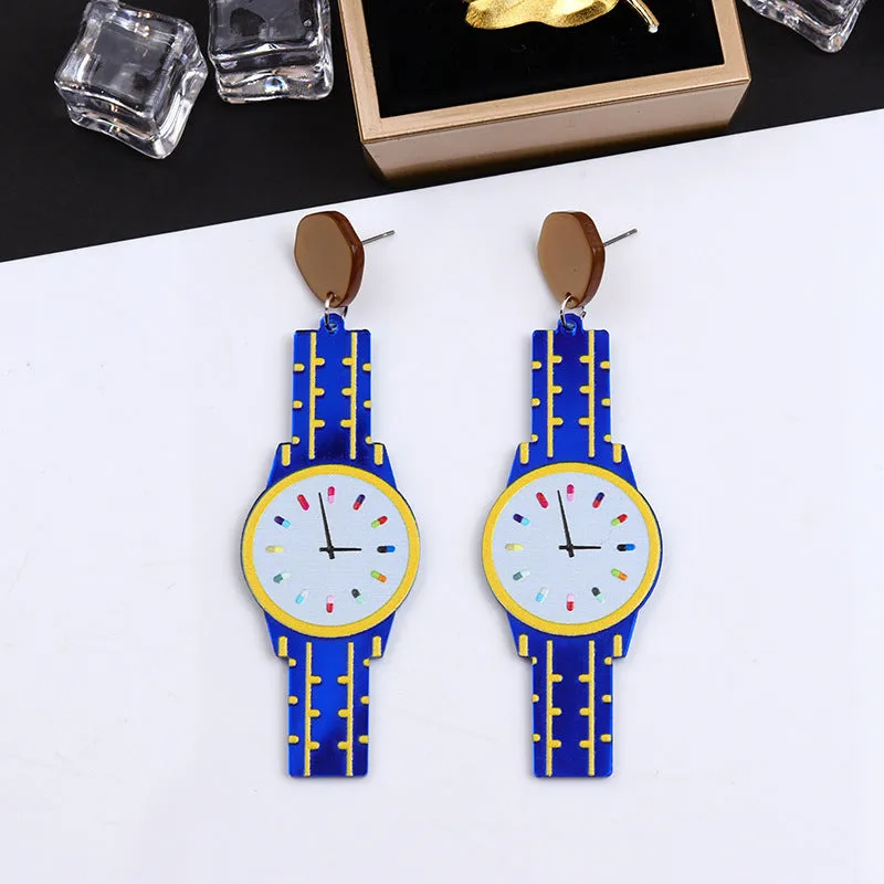 Wholesale Vintage Watch Acrylic Earrings