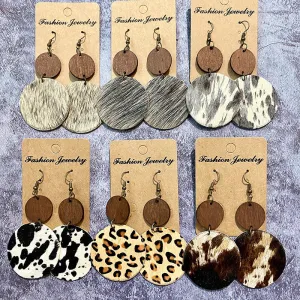 Wholesale Vintage Western Wood Leather Horsehair Earrings