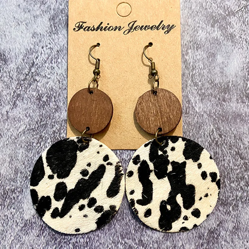 Wholesale Vintage Western Wood Leather Horsehair Earrings