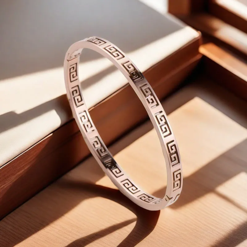 Wholesale Wall Pattern Titanium Steel Retro Ins Niche Design Feeling Bracelet OLY Exclusive