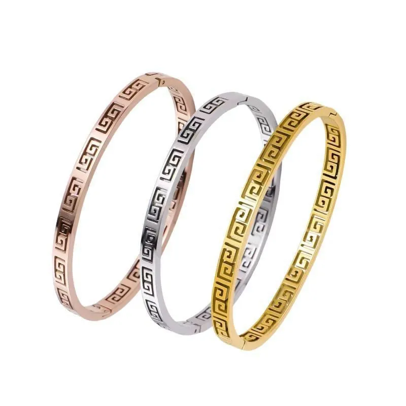 Wholesale Wall Pattern Titanium Steel Retro Ins Niche Design Feeling Bracelet OLY Exclusive