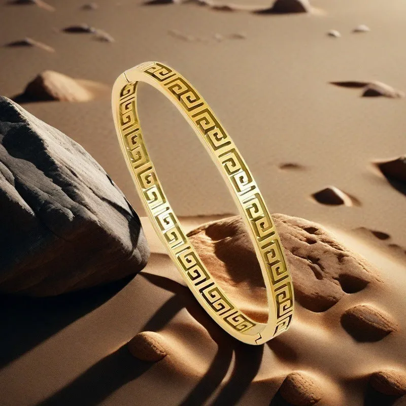 Wholesale Wall Pattern Titanium Steel Retro Ins Niche Design Feeling Bracelet OLY Exclusive