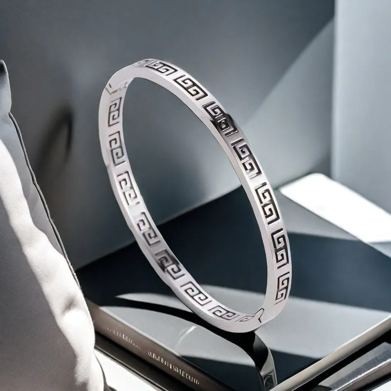 Wholesale Wall Pattern Titanium Steel Retro Ins Niche Design Feeling Bracelet OLY Exclusive