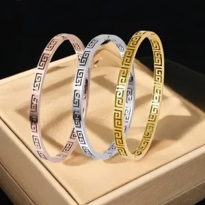 Wholesale Wall Pattern Titanium Steel Retro Ins Niche Design Feeling Bracelet OLY Exclusive