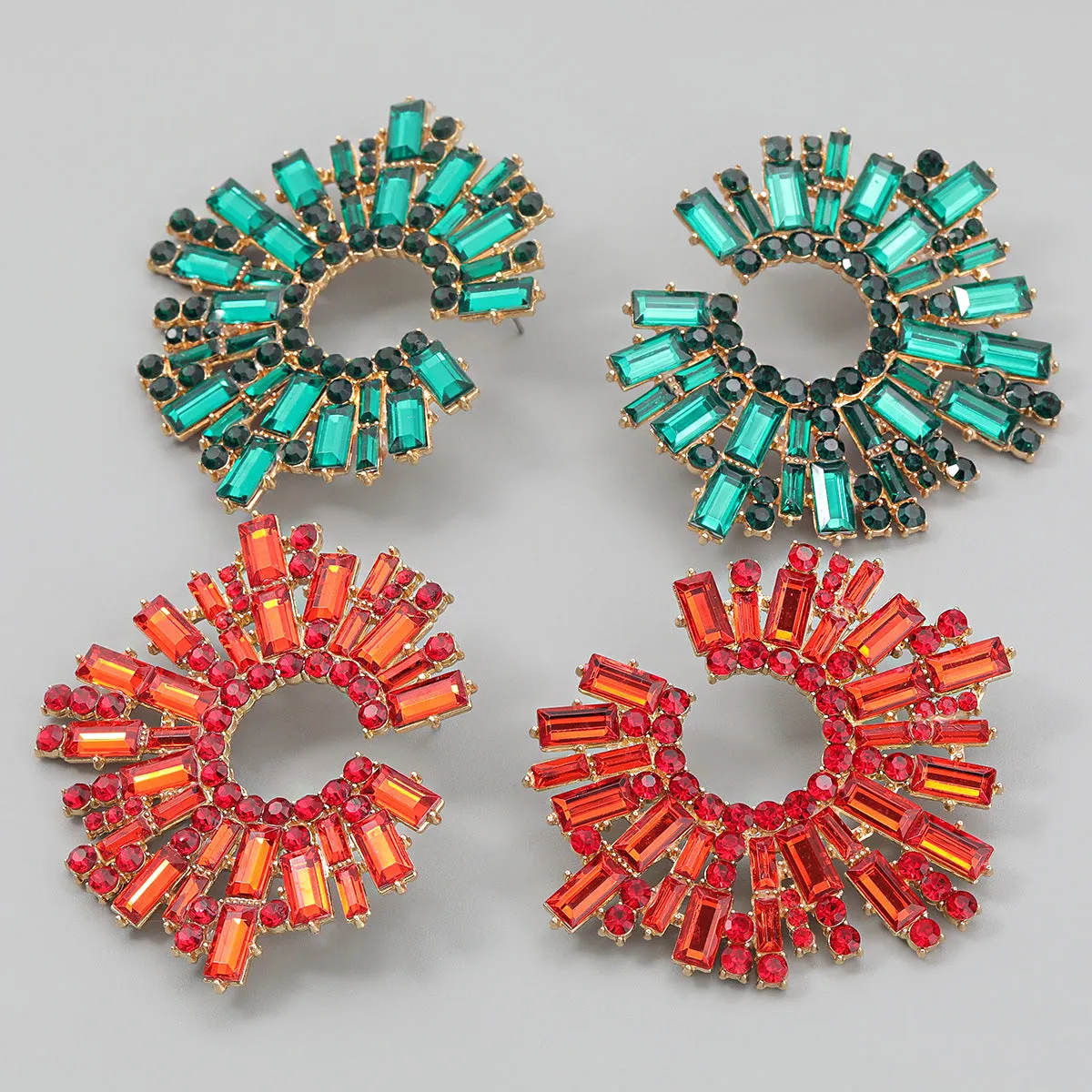 Wholesale Water Diamond Sunflower Alloy Earrings