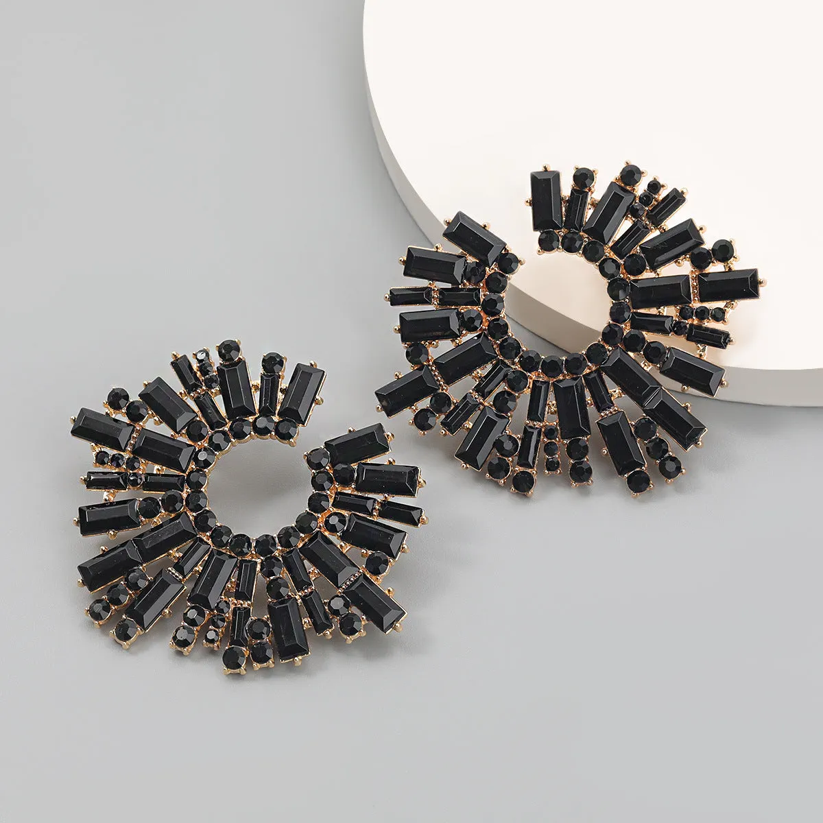 Wholesale Water Diamond Sunflower Alloy Earrings