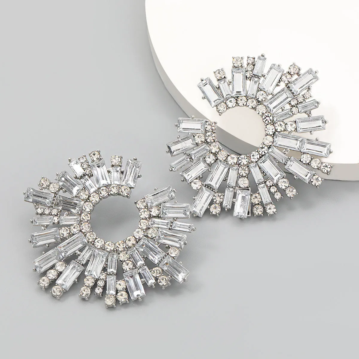 Wholesale Water Diamond Sunflower Alloy Earrings