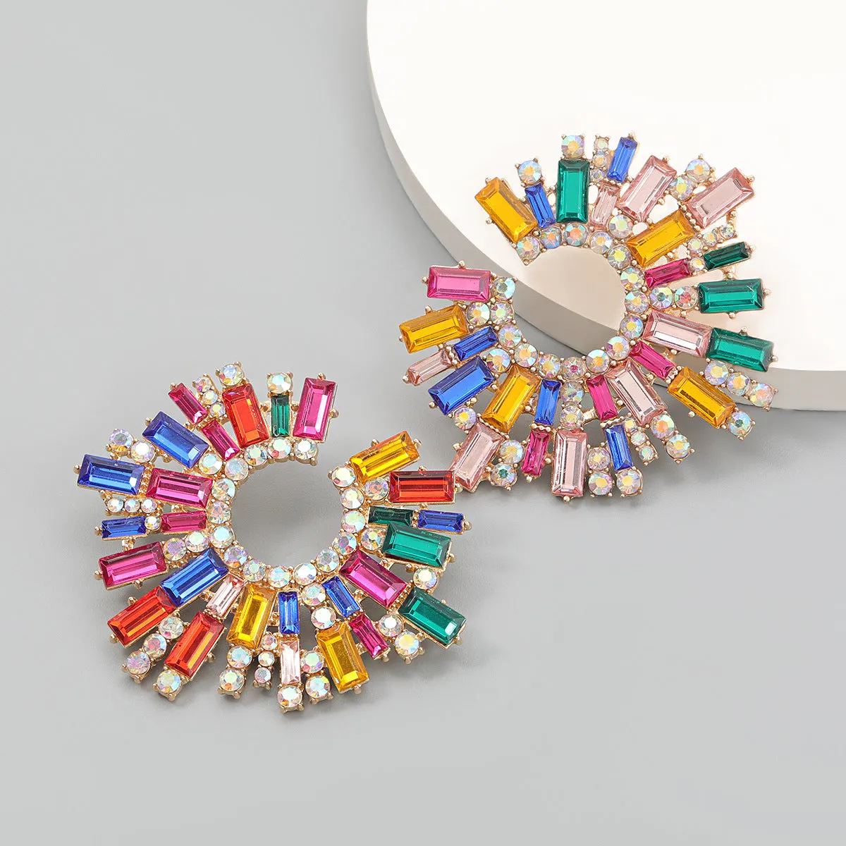 Wholesale Water Diamond Sunflower Alloy Earrings