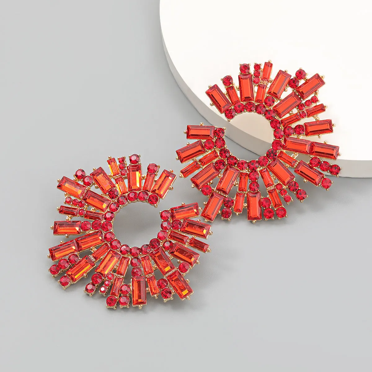 Wholesale Water Diamond Sunflower Alloy Earrings