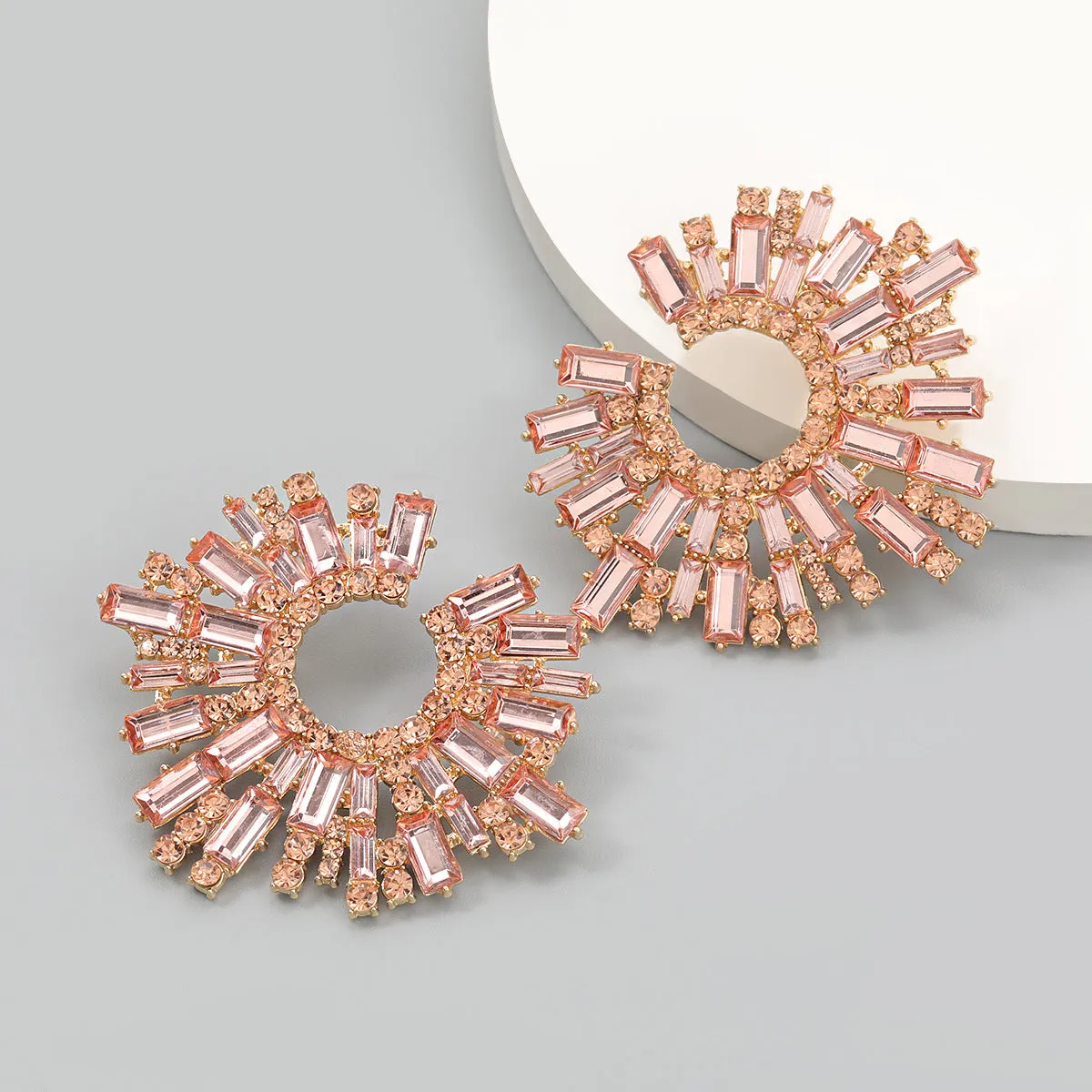 Wholesale Water Diamond Sunflower Alloy Earrings
