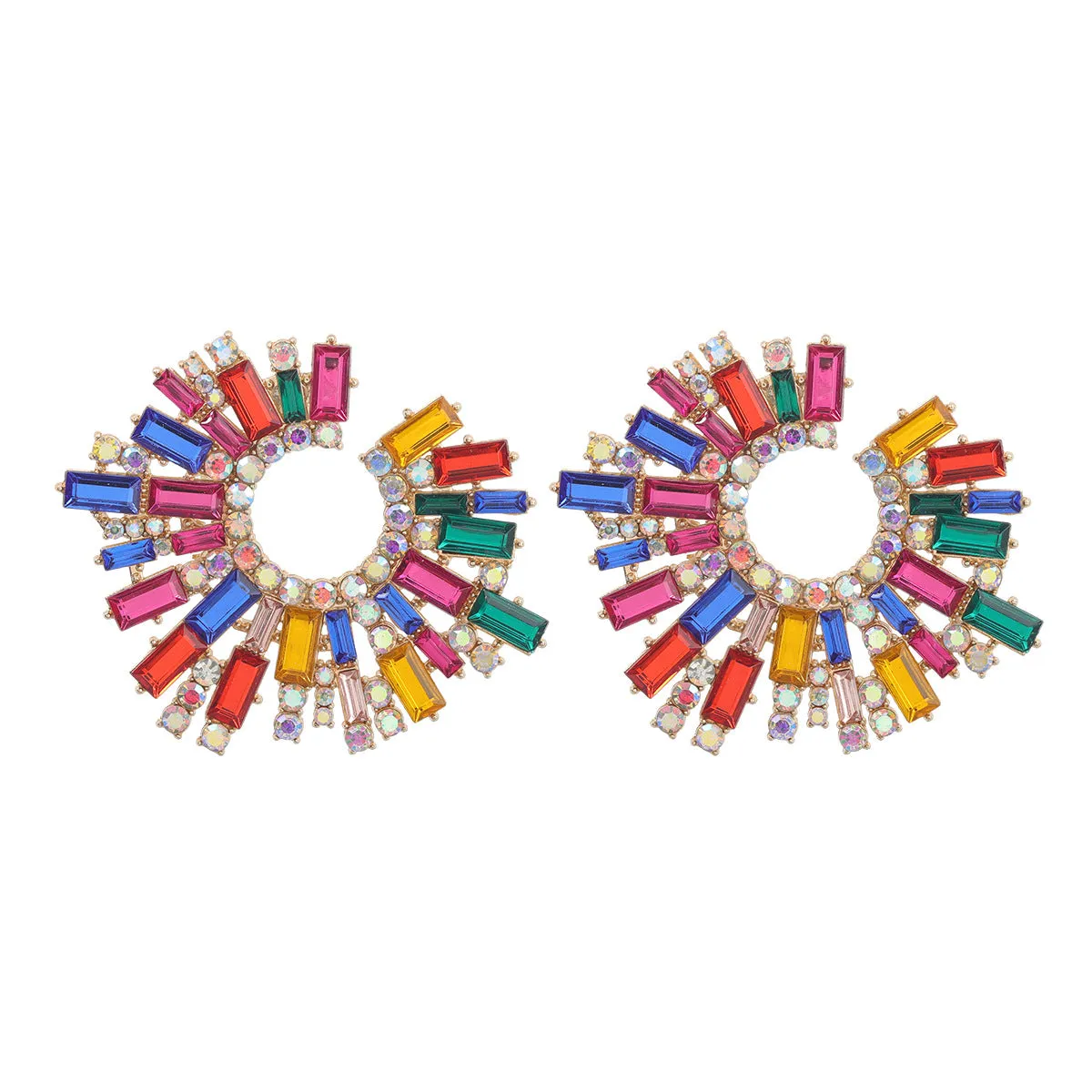 Wholesale Water Diamond Sunflower Alloy Earrings