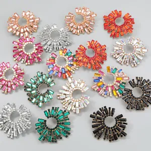 Wholesale Water Diamond Sunflower Alloy Earrings