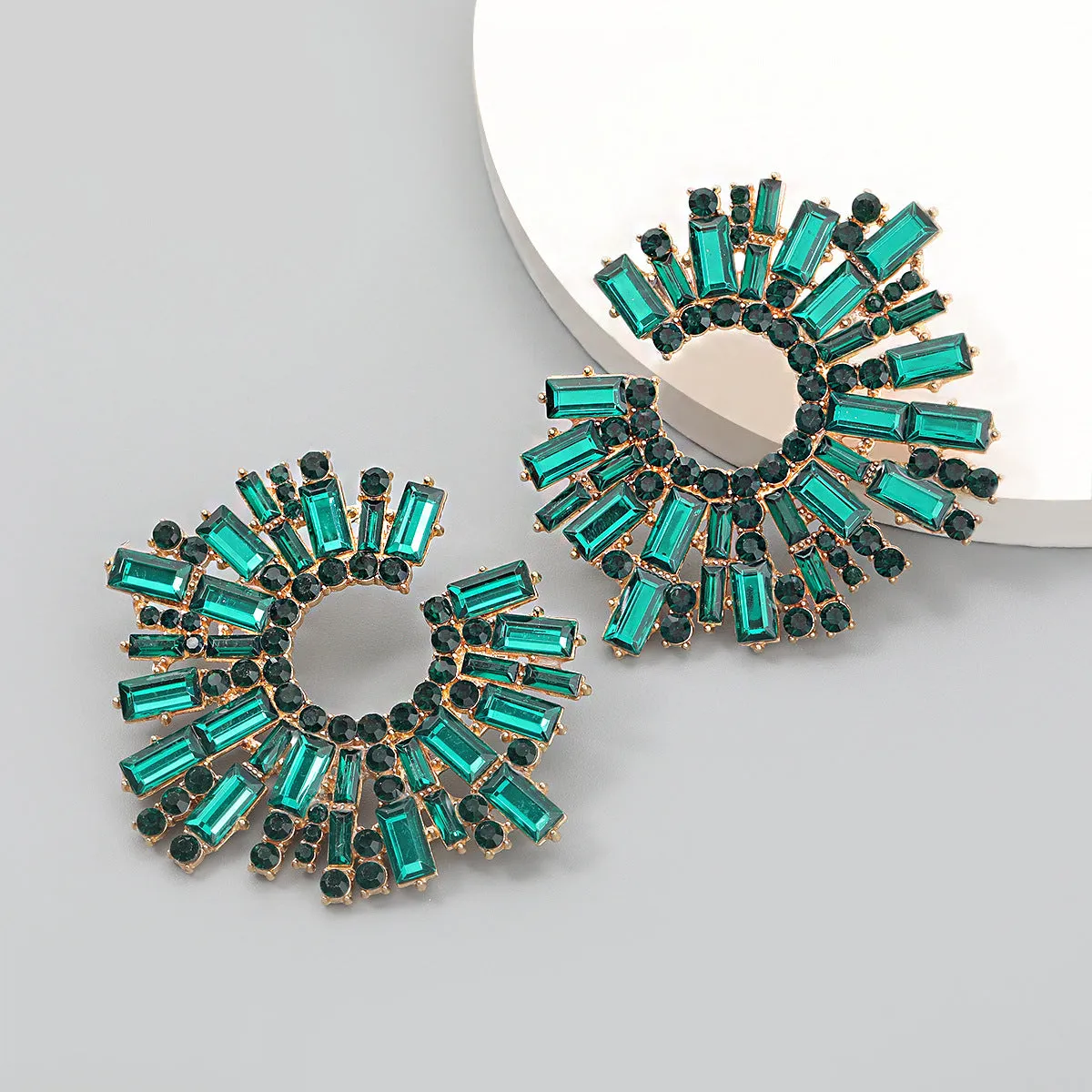 Wholesale Water Diamond Sunflower Alloy Earrings