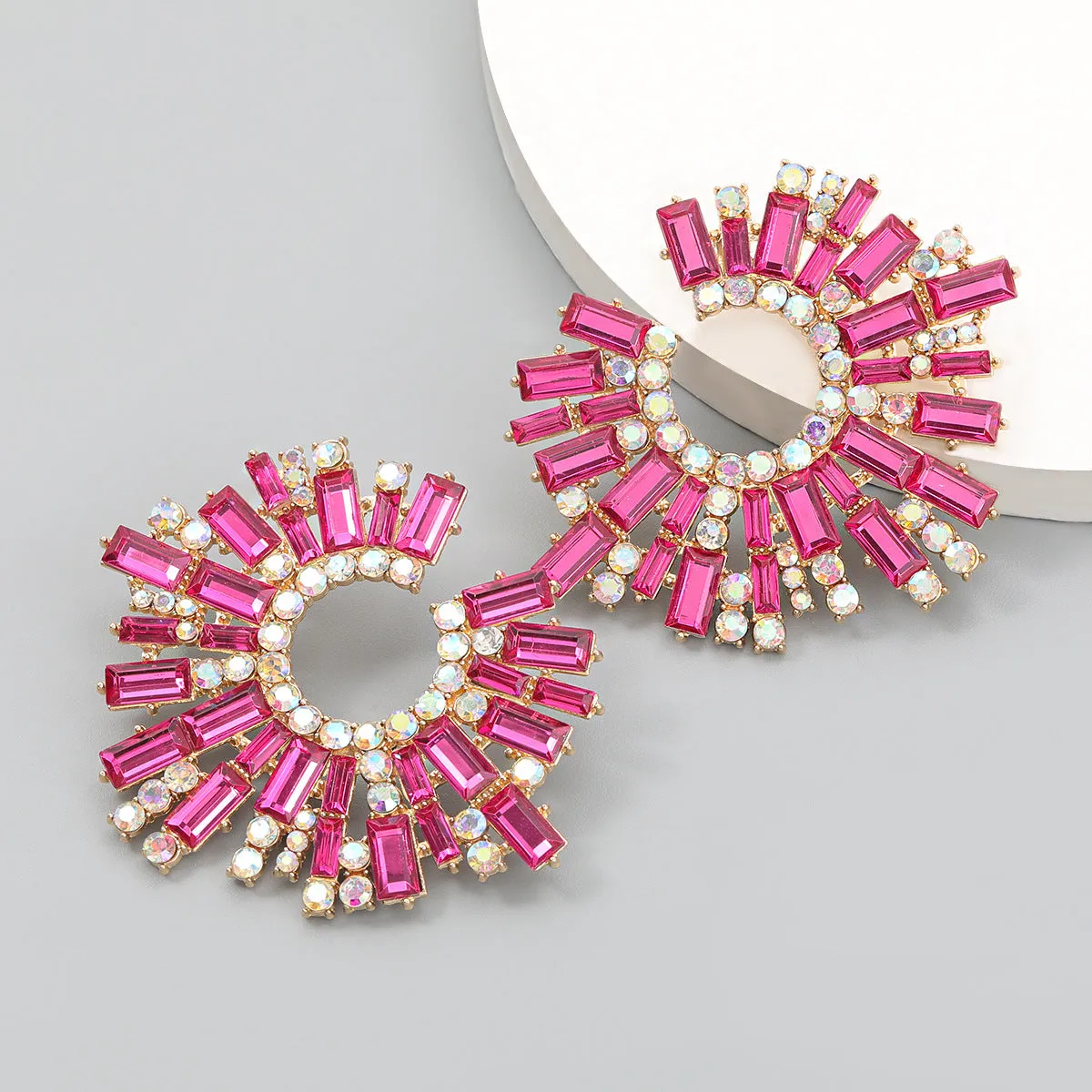 Wholesale Water Diamond Sunflower Alloy Earrings