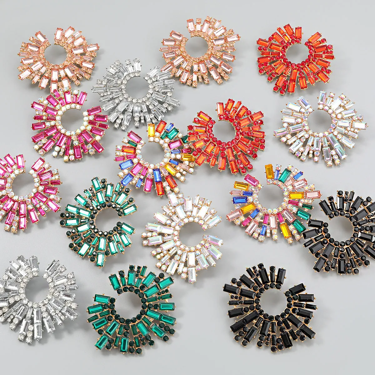 Wholesale Water Diamond Sunflower Alloy Earrings