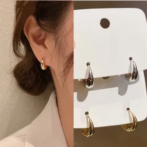 Wholesale water drop hoop light luxury high-end new plain hoop unique earrings