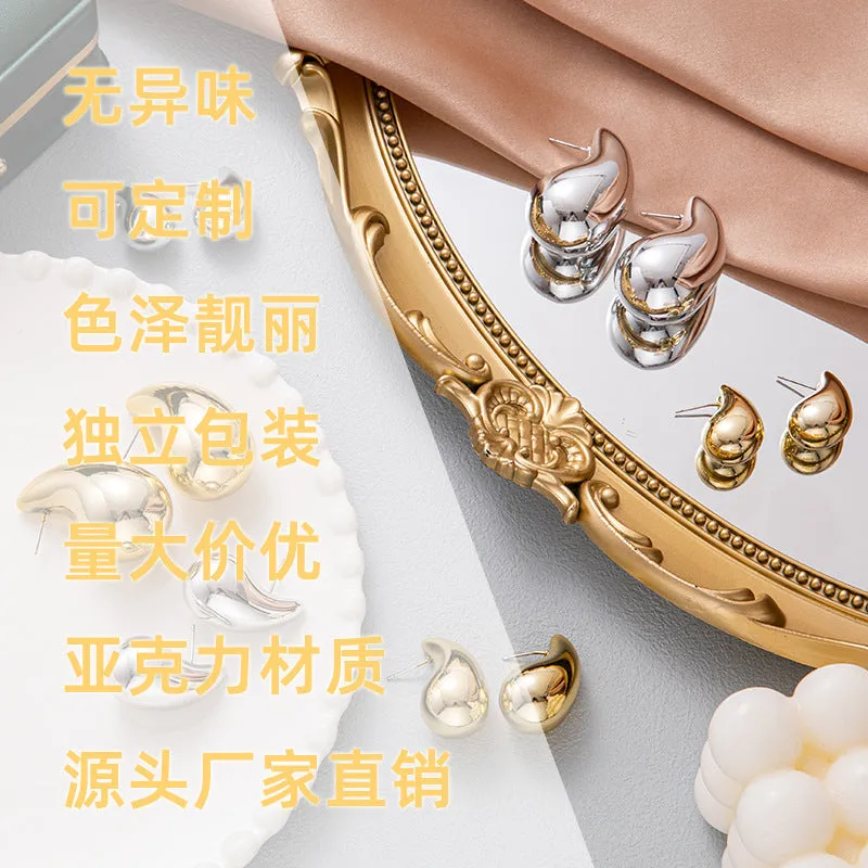 Wholesale Water Droplet Electroplated Acrylic Earrings