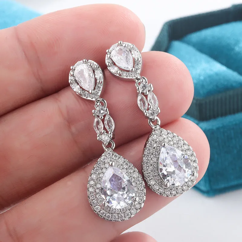 Wholesale Water Droplet Shaped Copper Earrings