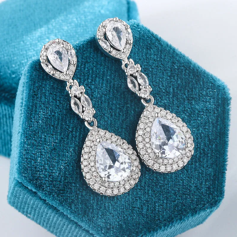 Wholesale Water Droplet Shaped Copper Earrings