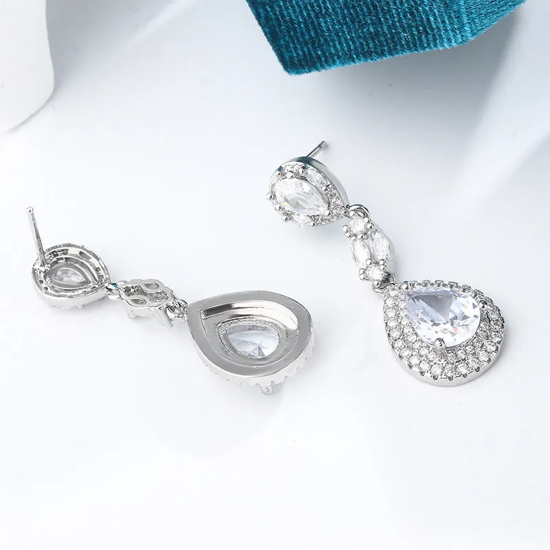 Wholesale Water Droplet Shaped Copper Earrings