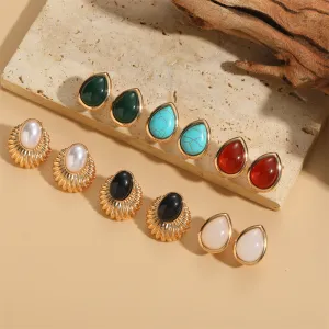Wholesale Water Droplet Type Turquoise ABS Pearl Earrings