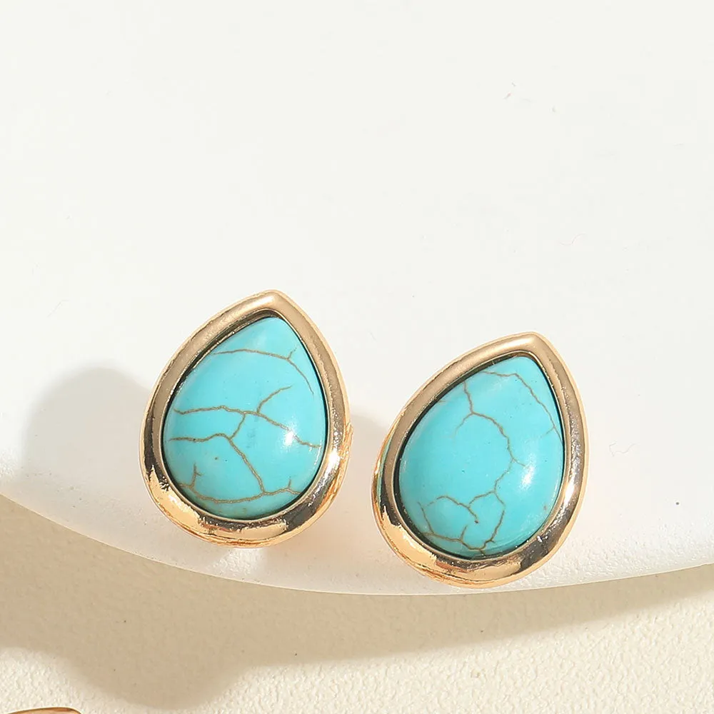 Wholesale Water Droplet Type Turquoise ABS Pearl Earrings