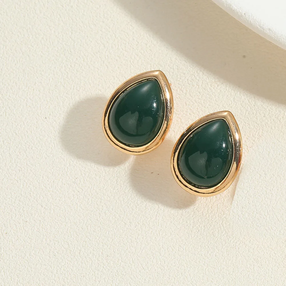 Wholesale Water Droplet Type Turquoise ABS Pearl Earrings
