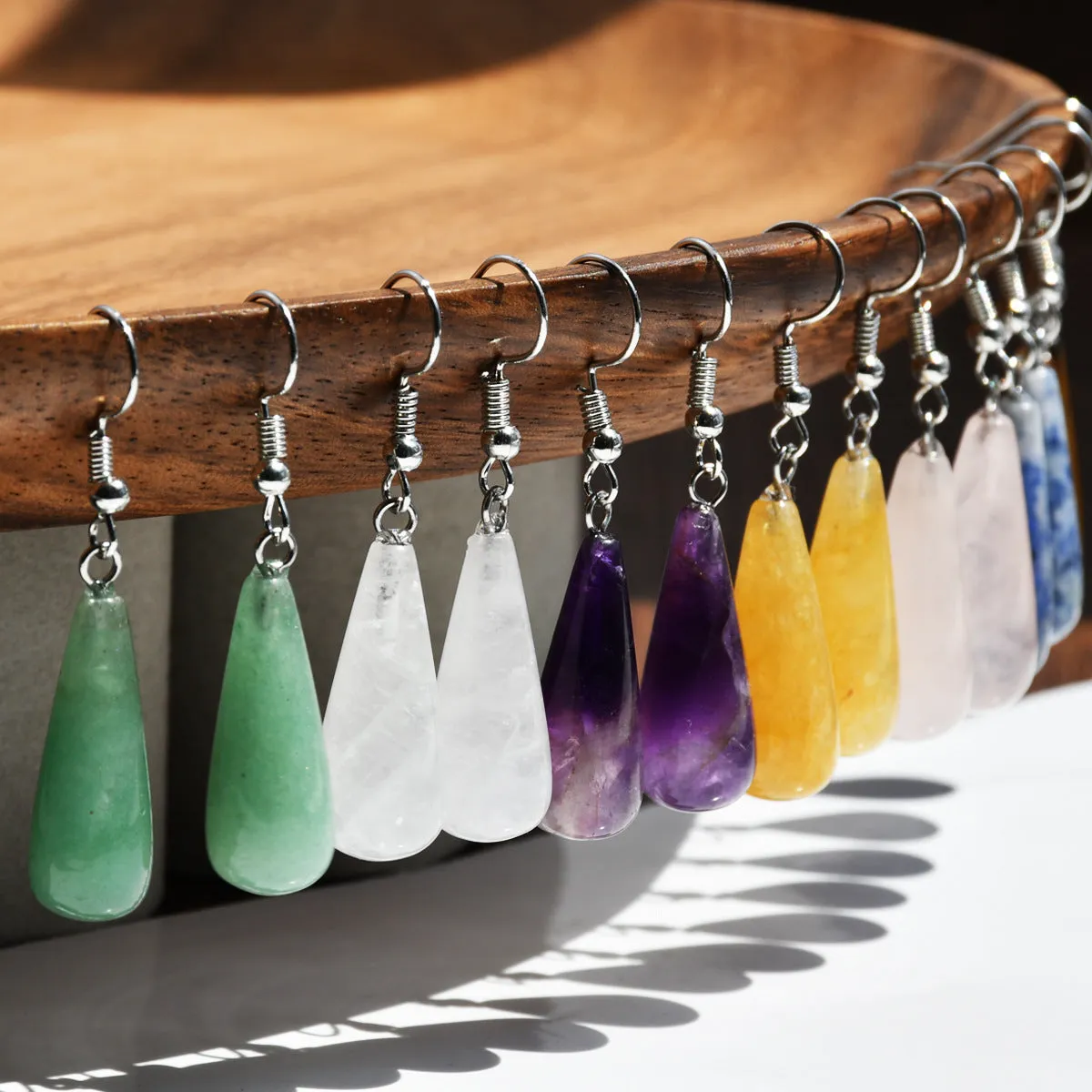 Wholesale  Water Drops Natural Stone Pendant Earrings