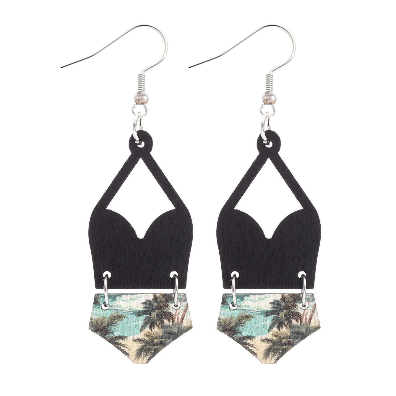 Wholesale Western Bikini Wooden Geometric Diamond Earrings