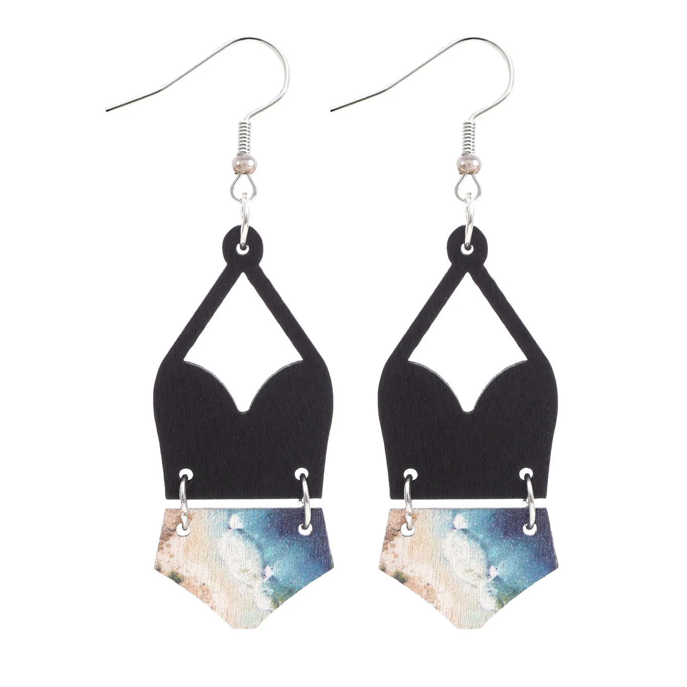 Wholesale Western Bikini Wooden Geometric Diamond Earrings