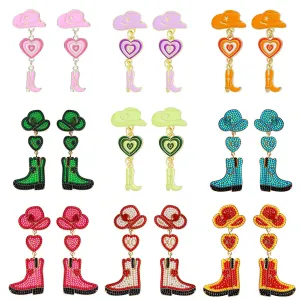 Wholesale Western Cowboy Hats Boots Heart shaped Earrings