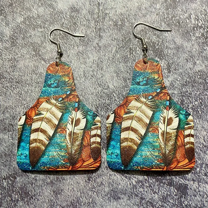Wholesale Western Vintage Bohemian Water Drop Leather Earrings