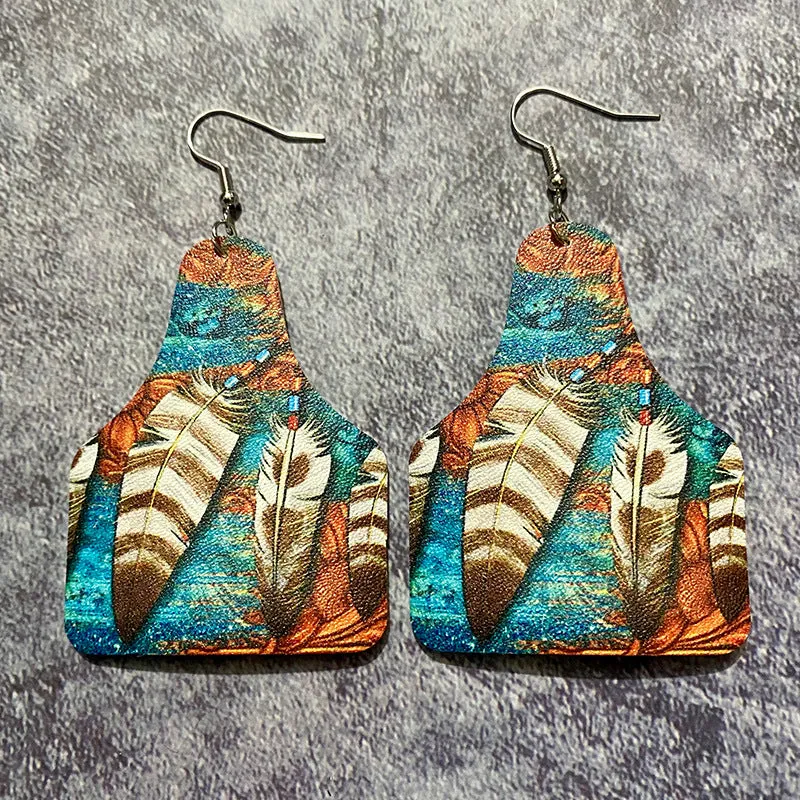 Wholesale Western Vintage Bohemian Water Drop Leather Earrings
