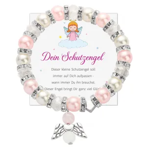 Wholesale White and pink pearl bracelet heart wings diamond bracelet
