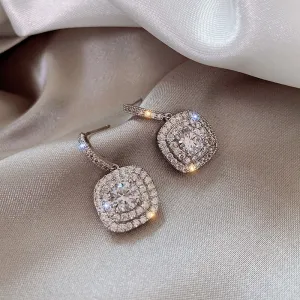 Wholesale White Copper Full Diamond Micro Inlaid Earrings