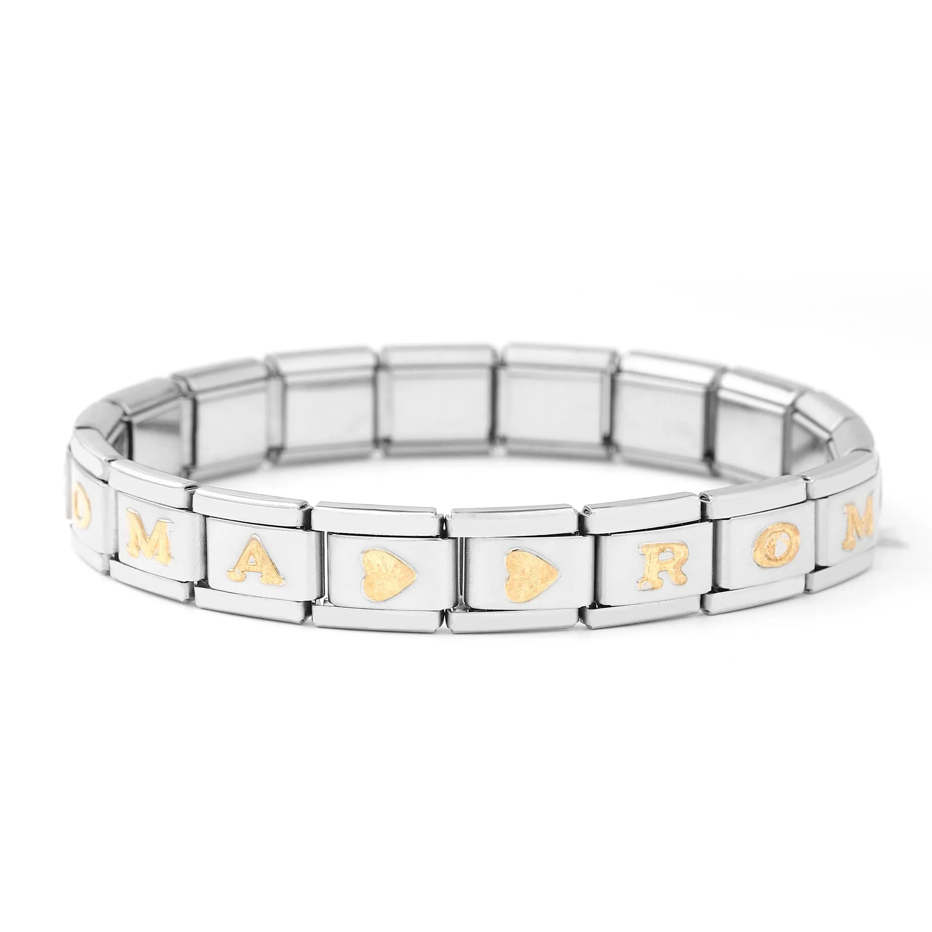 Wholesale Whole Letter Non Embroidered Steel Bracelet Charms