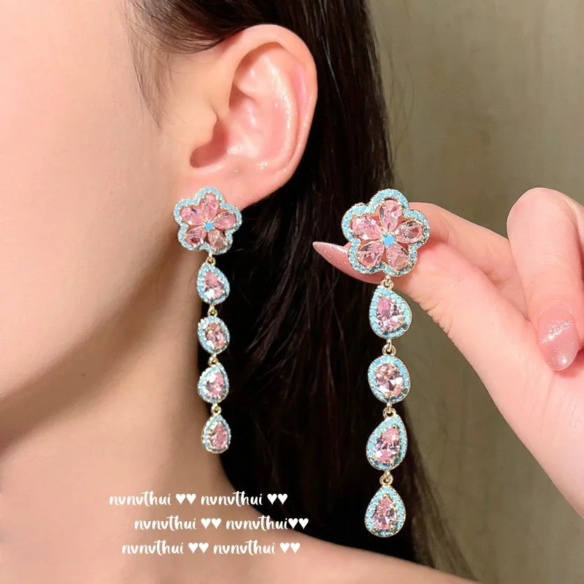 Wholesale Wholesale 18K gold plated heart bow gemstone earrings