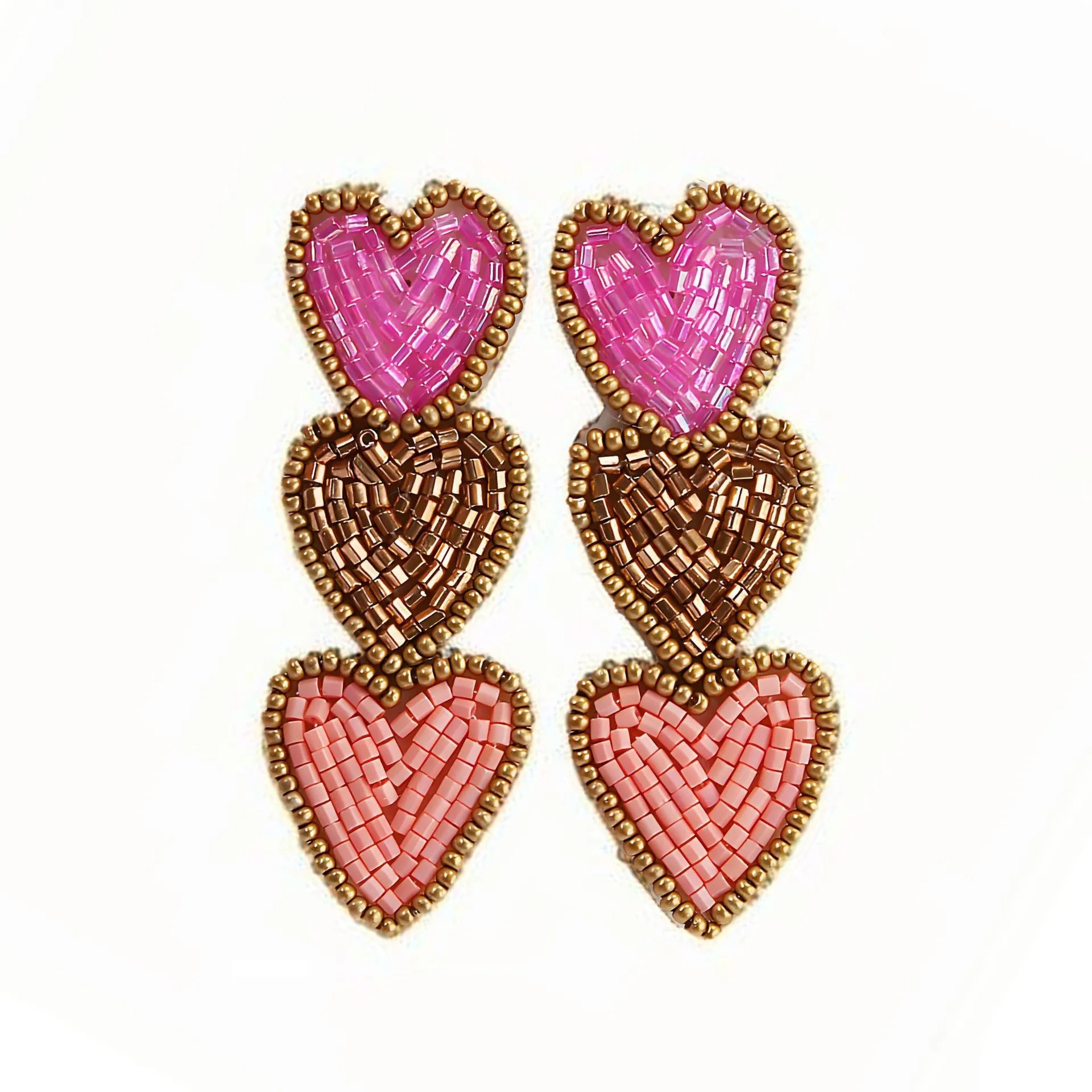 Wholesale Wholesale Hand-sewn Bohemian Heart Earrings