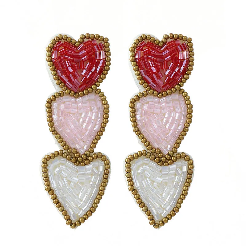 Wholesale Wholesale Hand-sewn Bohemian Heart Earrings
