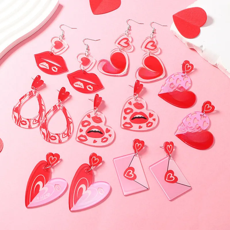 Wholesale Wholesale Valentine's Day Girly Pink Cute Acrylic Earrings