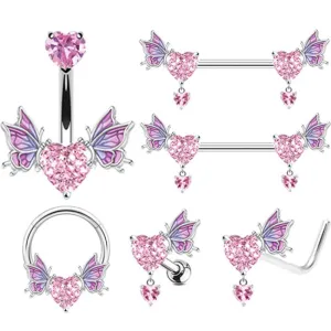Wholesale Wing Key Navel Nail Nose Nail Nipple Ring Earring Butterfly Ear Bone Nail